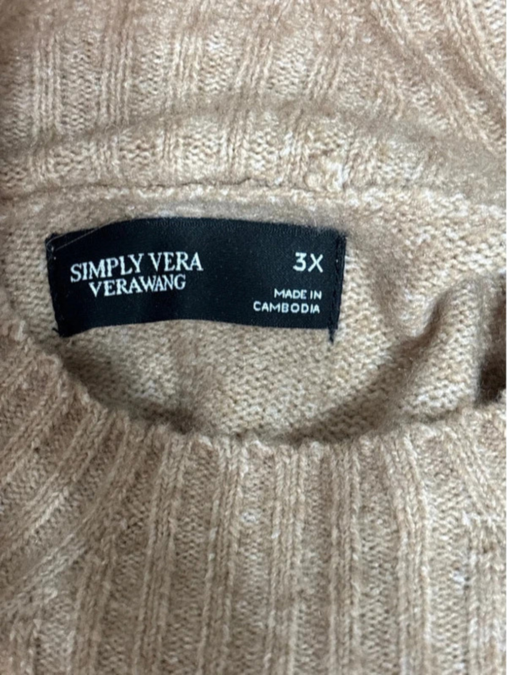 NWT Simply Vera Vera Wang Luxe Cashmere Blend Mock Neck Sweater 3X Beige - Picture 4 of 4
